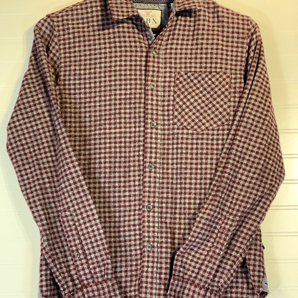 Men’s size‎ Small MBX Button Down Shirt from the flannel collection maroon/blue - Picture 1 of 8